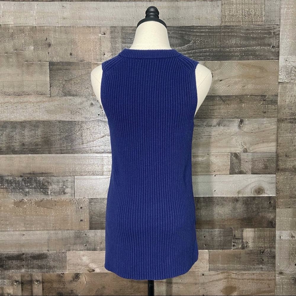 J. Crew Merino Wool Tank Top Blue Sweater Ribbed Preppy Nautical Work Size XS - Picture 3 of 7